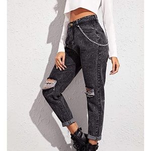 high wasted tampered black jeans